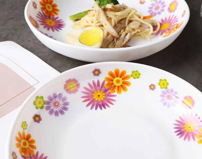 round opal dinnerware plates set with flower decal for kitchen sales