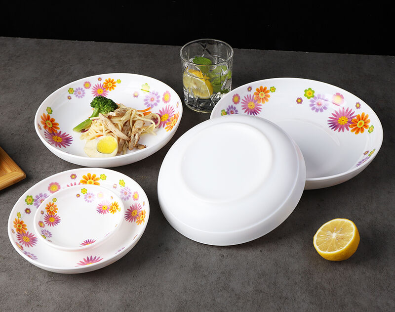 kitchen wholesale Chinese factory price white opal glassware plates set