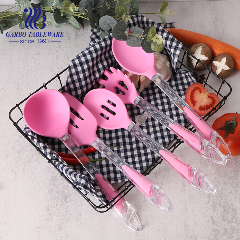 Garbo 5pcs set pink color kitchen silicone utensils