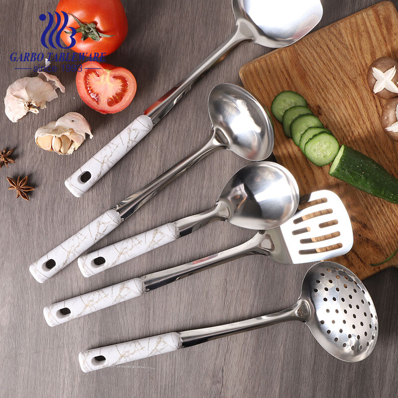 5pcs basic set of ceramic handle  kitchen tools with marble designs