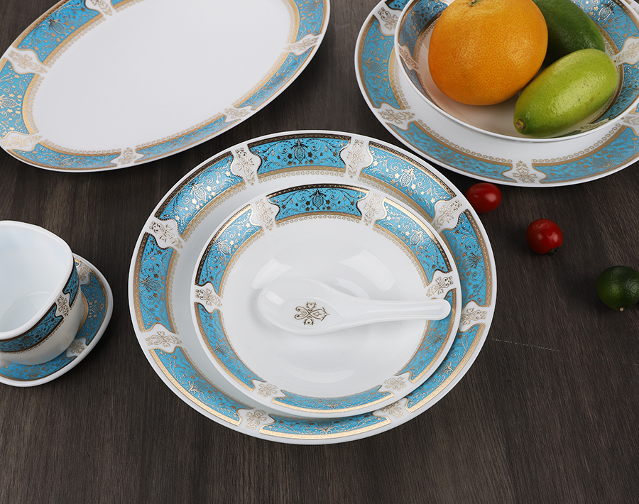 Bulk opal dinner plates side plates with luxury golden decoration for home