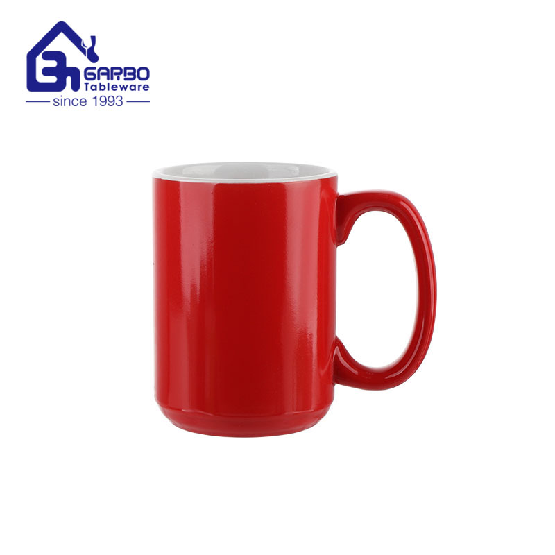 Simple retro Red 16.3oz Ceramic Coffee Tea Mug for Office home use stoneware  cup