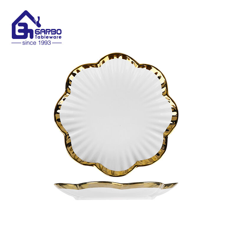 Electroplated golden porcelain plate