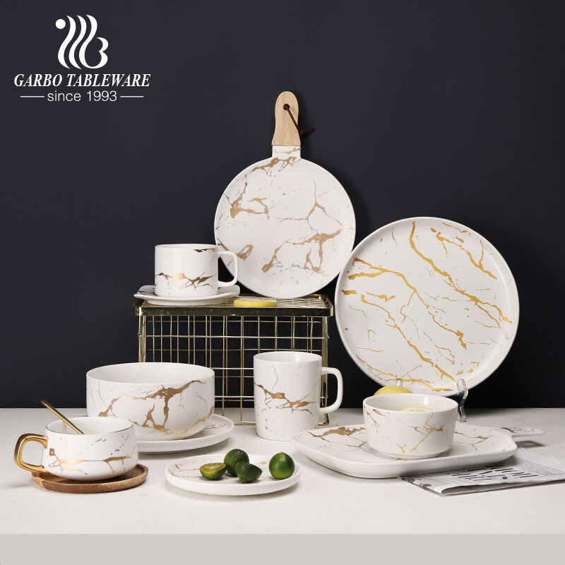 Elegant Marble Design Porcelain Tableware by Garbo International