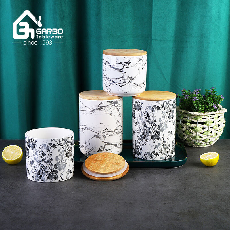 Porcelain Storage Jars with Bamboo Lids from Garbo International