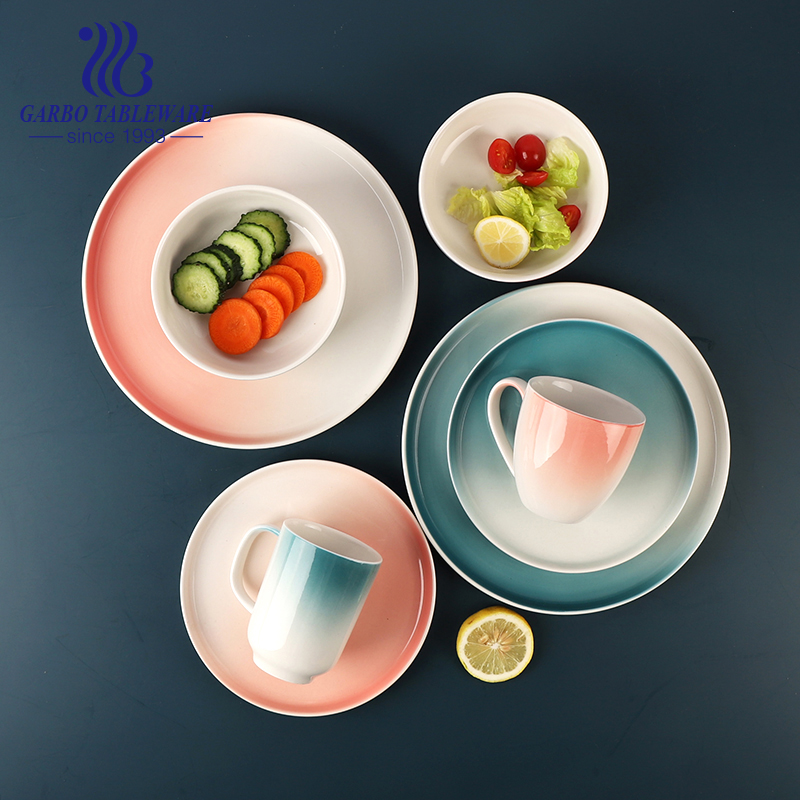 colorful porcelain dinner set