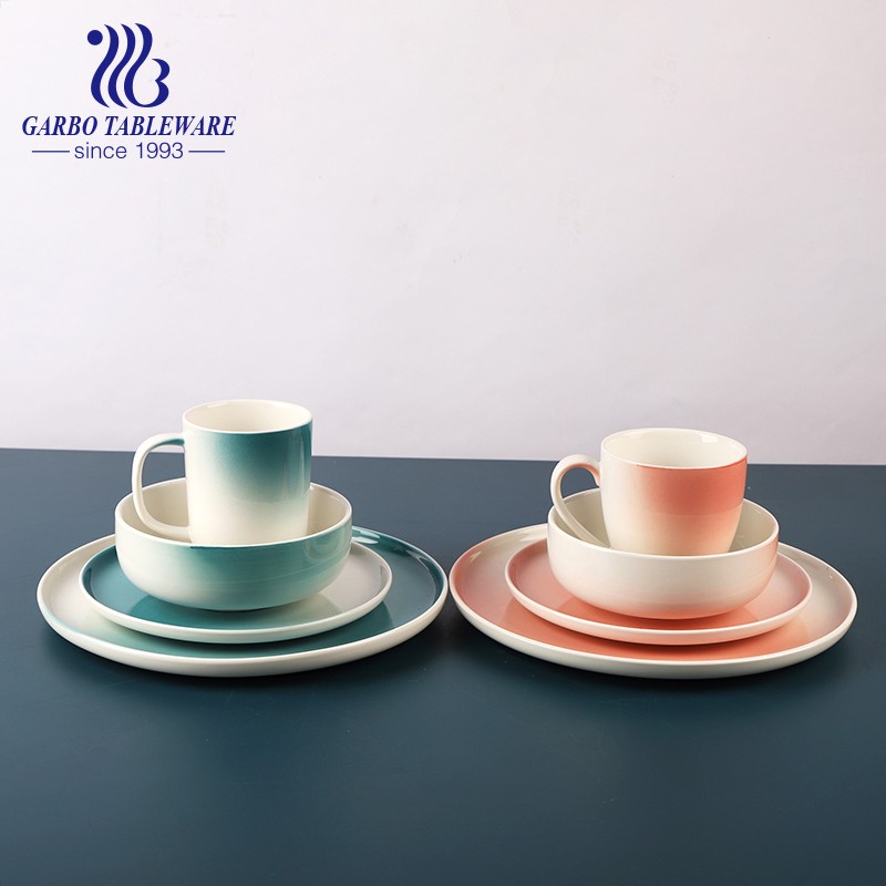 colorful porcelain dinner set