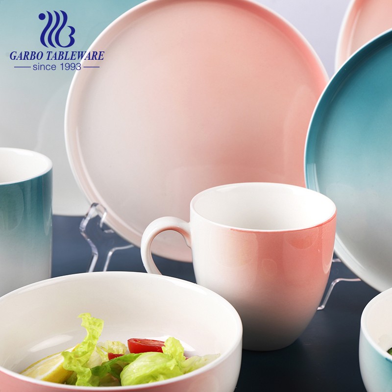 colorful porcelain dinner set