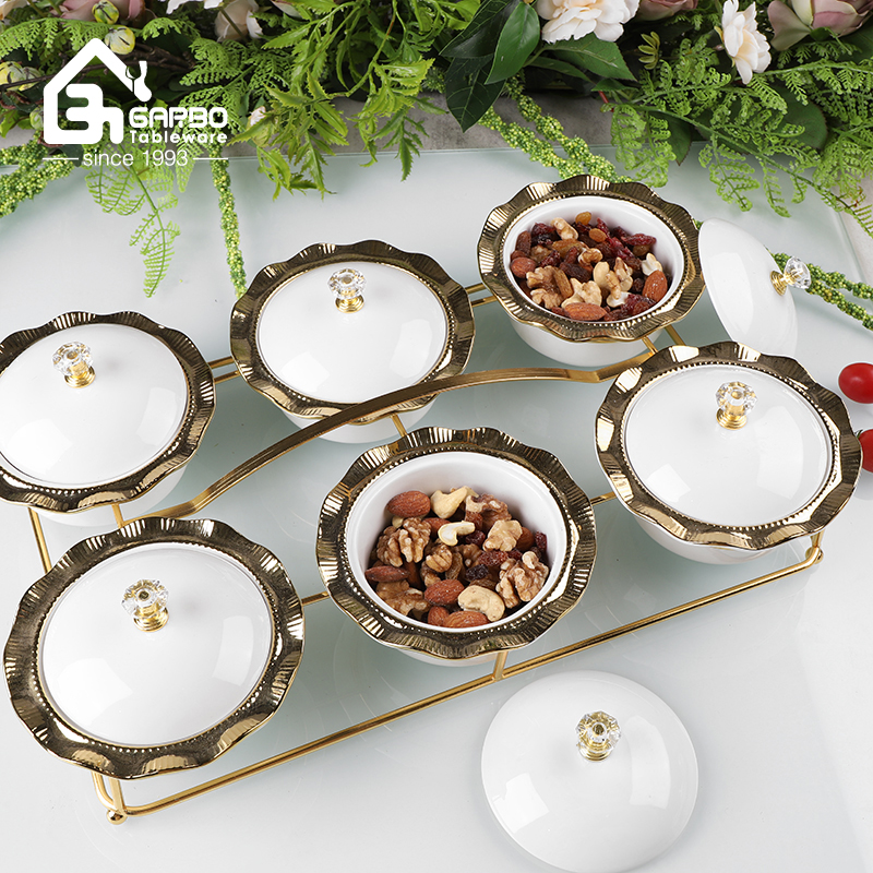 Wholesale reinforced porcelain 6pcs snack pot set