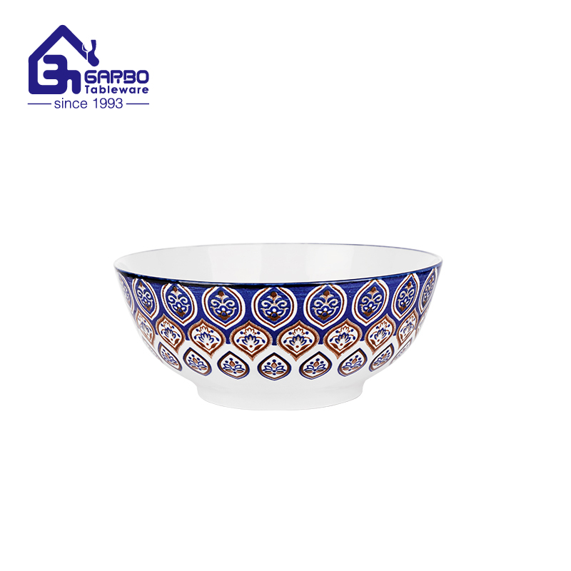 8.27 inch big printing soup porcelain bowl