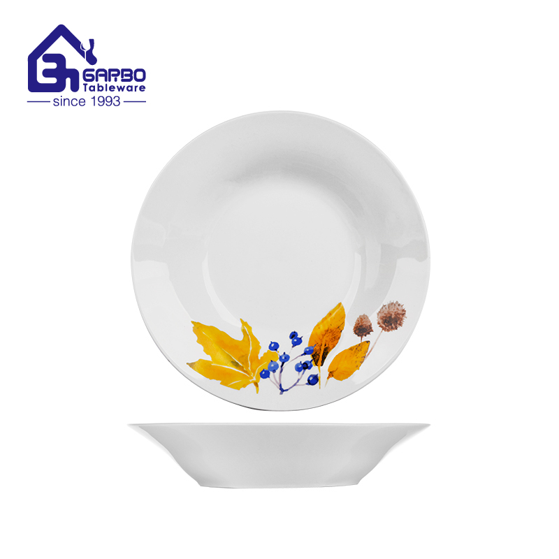 Maple Leaf decal White Porcelain Dinner Plate