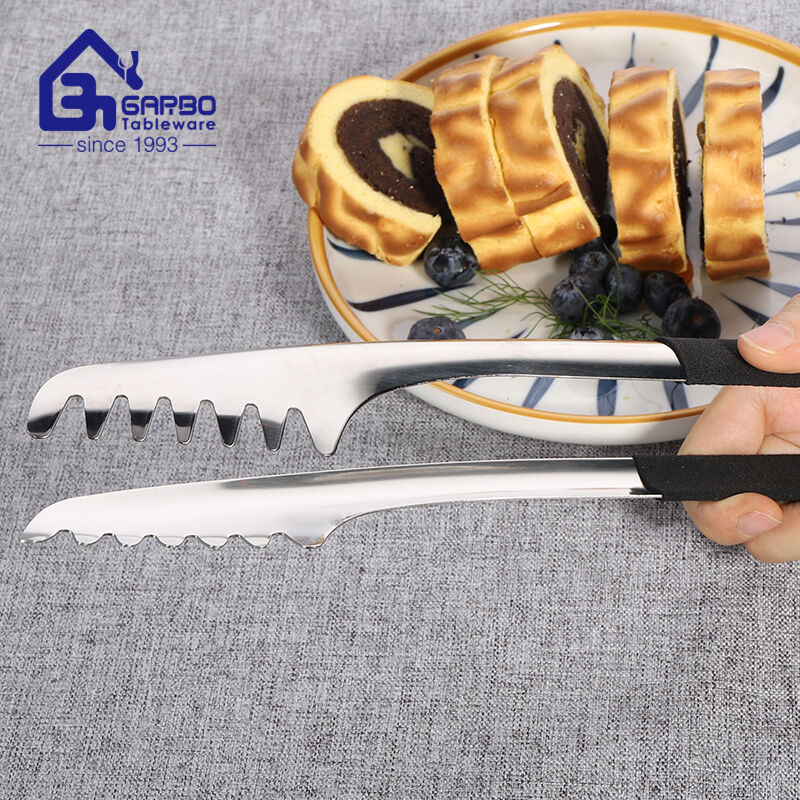 Stainless steel food tong with silicone handle