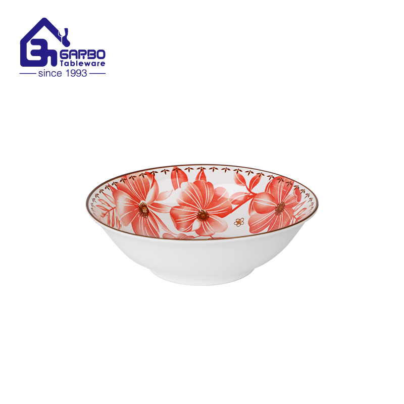 8 inches porcelain printing bowls white ceramic noodle bowls ceramic tableware in China