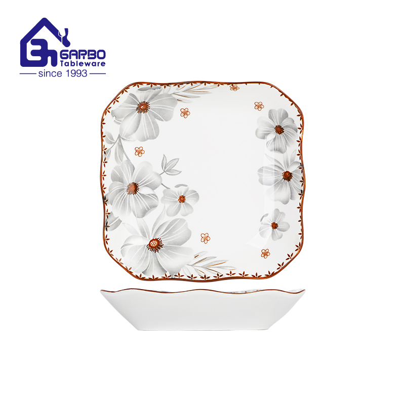 8.3 inch printing square food porcelain plate