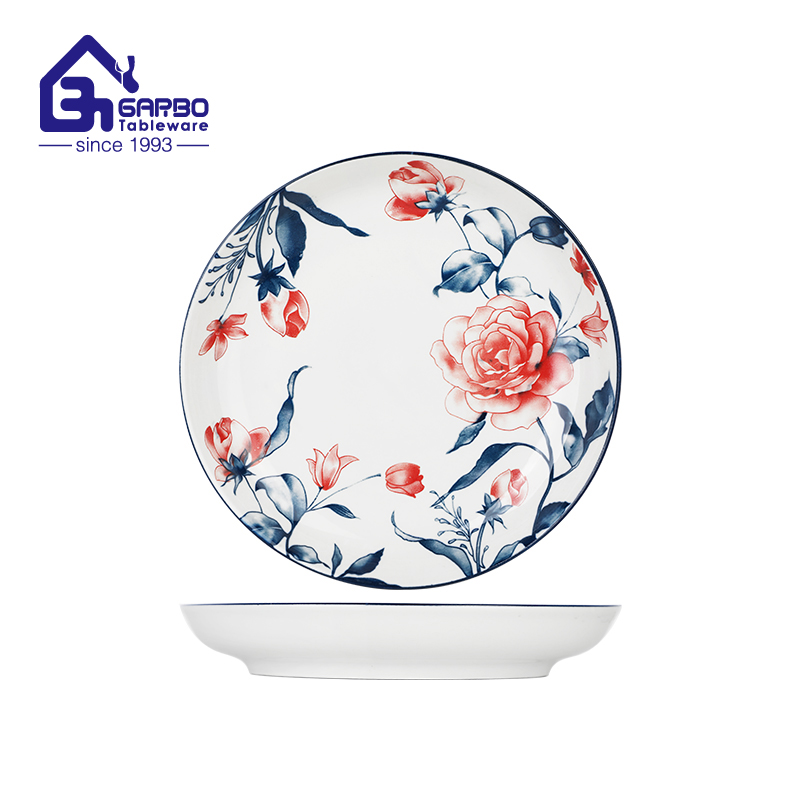 9 inch nice flower printing porcelain plate