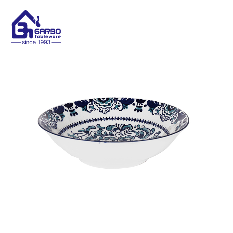 9.13 inch nice printing porcelain soup bowl