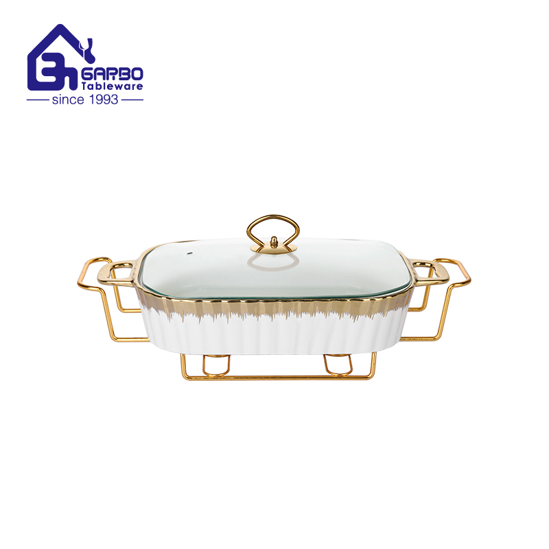 Rectangle Shape Ceramic Chafing Dish