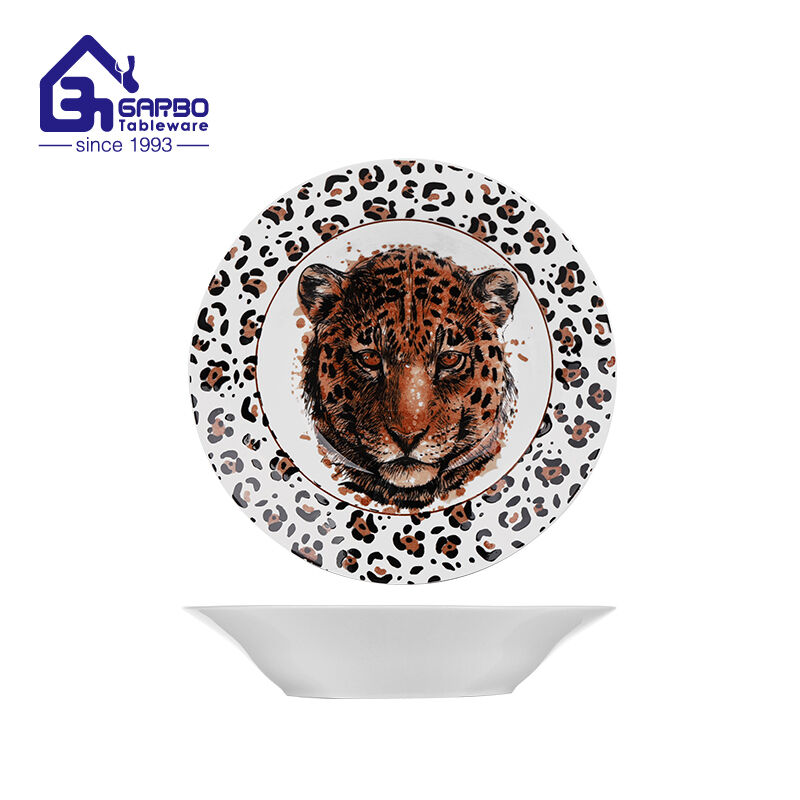 8 inch tiger design printing soup plate 