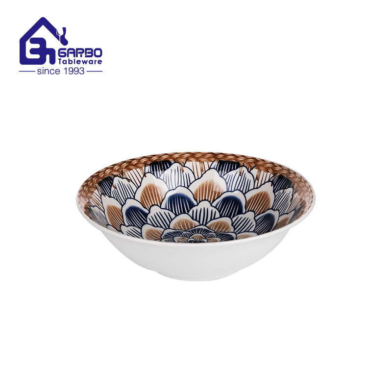 7.87 inch ceramic soup plate with durability and elegant printing design