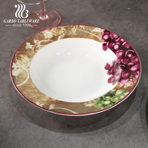 European design full decal new bone china dinnerware cake dish  ceramic flat plate custom dinner set