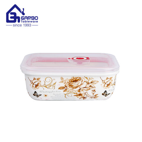 960ml porcelain food container lunch box with printing design 