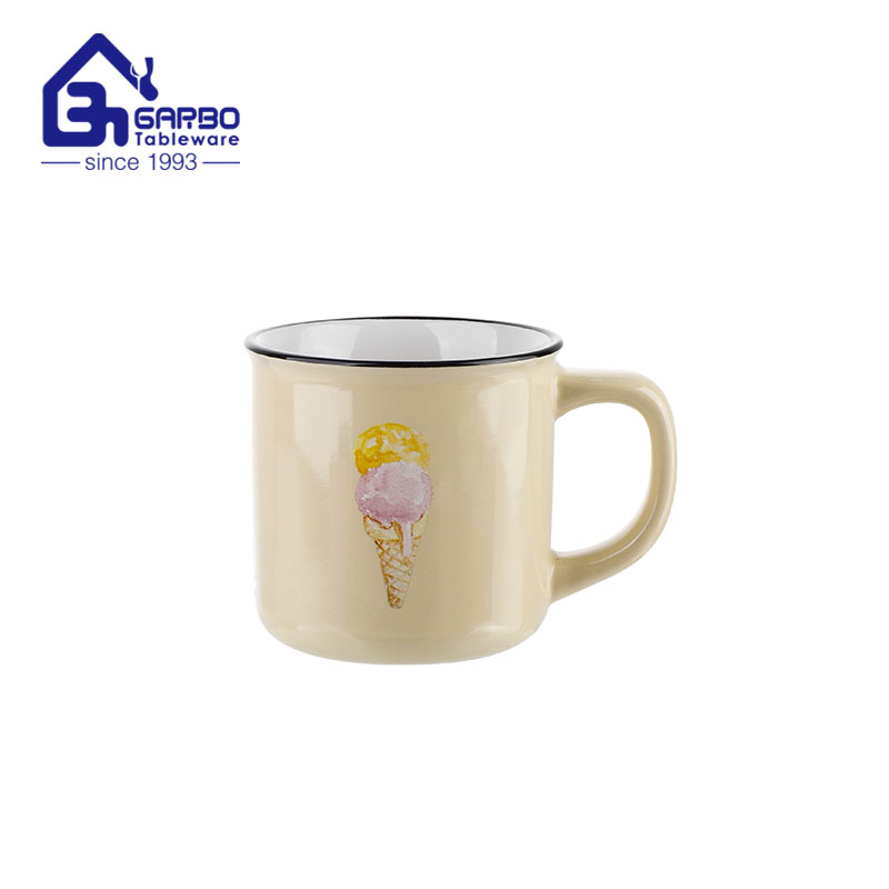 Microwave safe Unicorn design Porcelain Water Cup 380ml Milk Coffee Mug with handle red color 