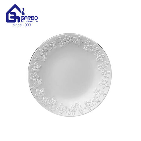 Round shape print ceramic plate flat food dish for kitchen wholesale