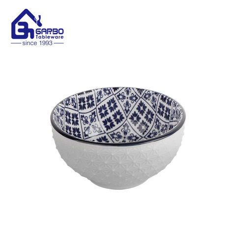 Ceramic under glazed print  bowl porcelain rice bowls set kitchen dinnerware with thick bottom