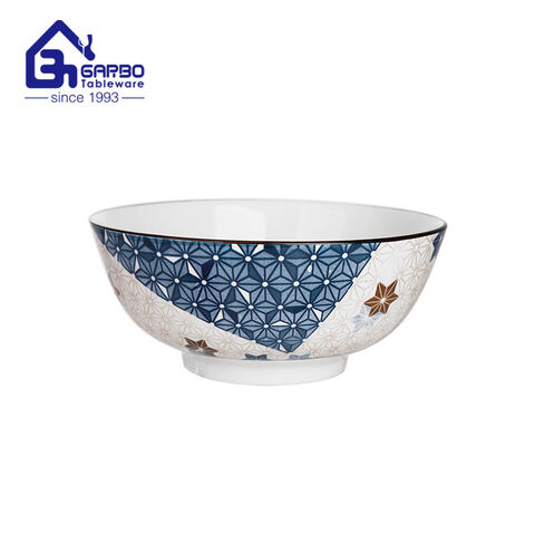 Factory wholesale 7.2 inch ceramic mixing Bowls printed flower 1000ml porcelain soup bowl