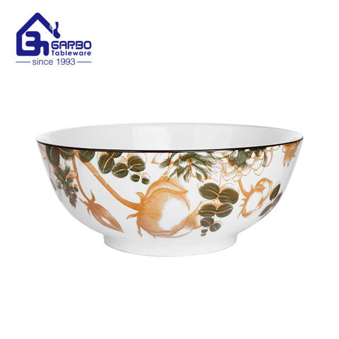 Factory wholesale 7.2 inch ceramic mixing Bowls printed flower 1000ml porcelain soup bowl