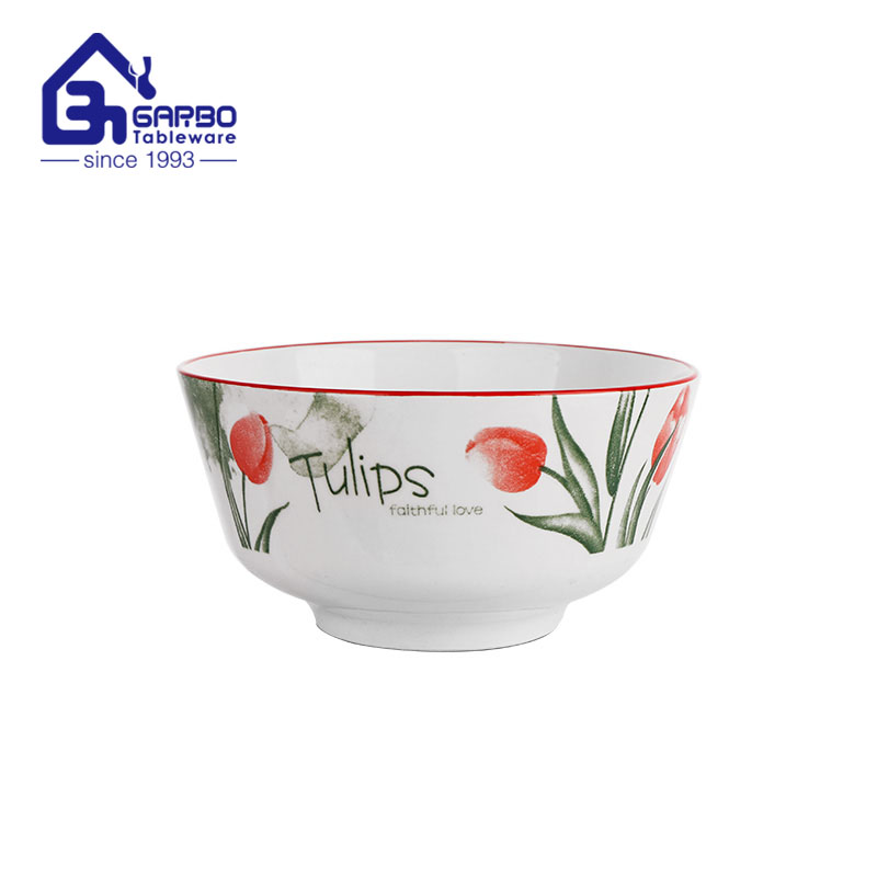 Ceramic rice bowl new decal print porcelain bowls set home kitchen dinnerware 