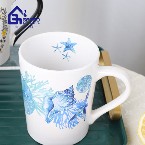 Customized 450ml printing ceramic mug stoneware for coffee and milk drinking