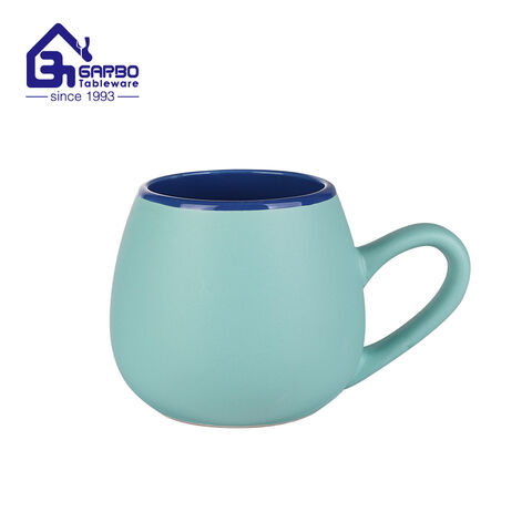 660ml big size ceramic cereal mug with light green color factory in China