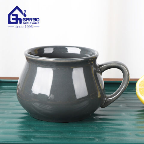 460 yellow lined stoneware mug coffee mug factory from China