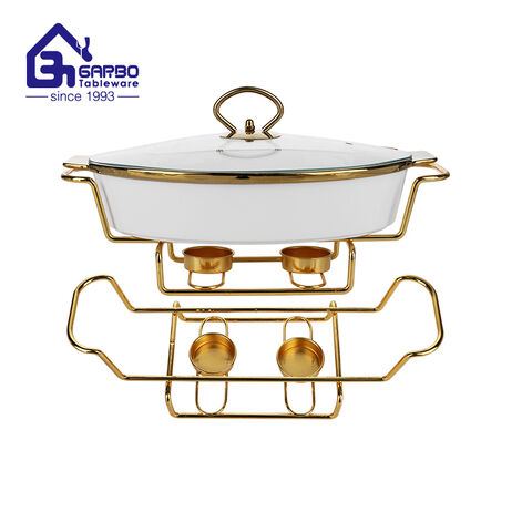 High Quality 3PCS Reinforced Porcelain Bowls Set with Golden Iron Frame