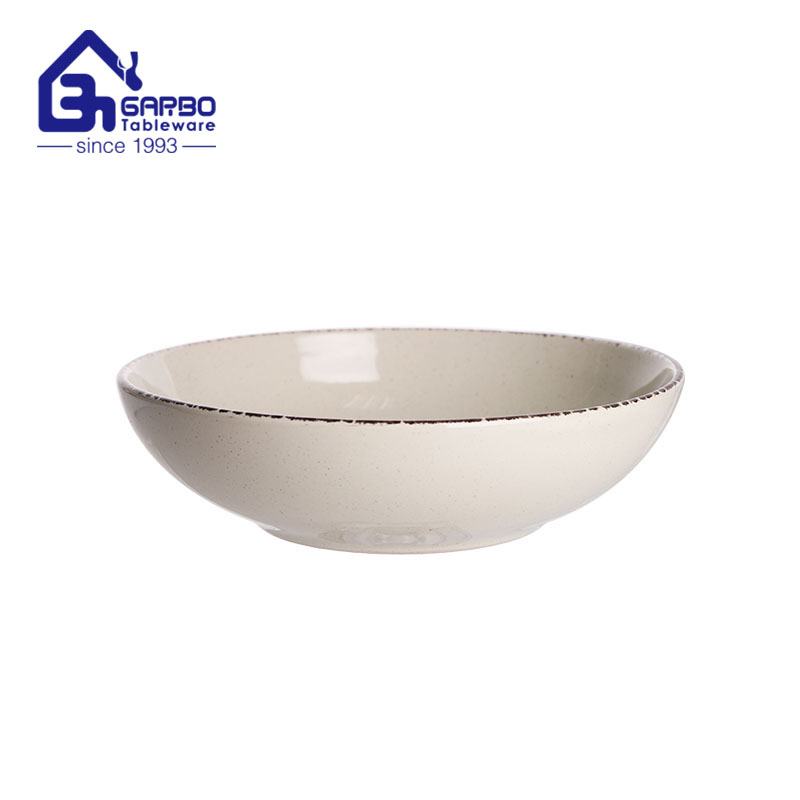 7 inch green glazed surface soup bowl with inner printing factory in China