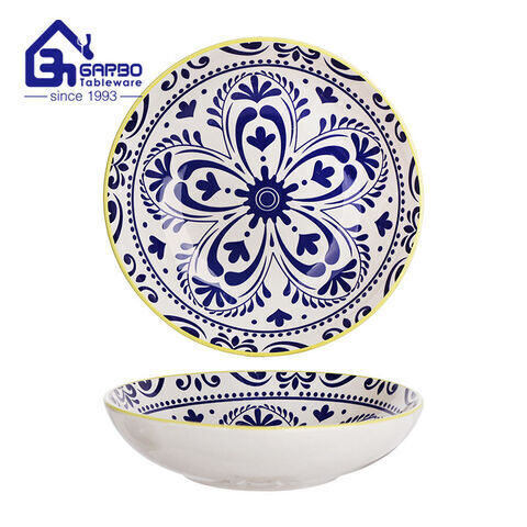 7.95 inch Ceramic Serving Bowl with underglazed Stoneware Rice Bowl for Daily Use