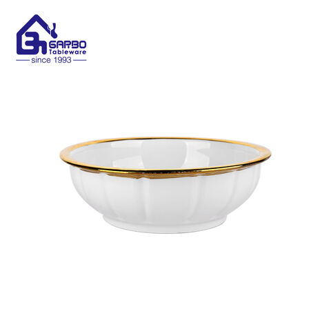 10.04-inch gold plating porcelain bowl with boat shape for decoration