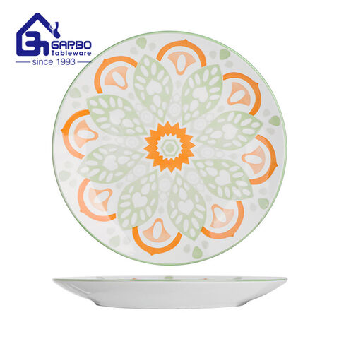 round shaped 10.5 inch stoneware dinner plate flat plate customized printing dish 