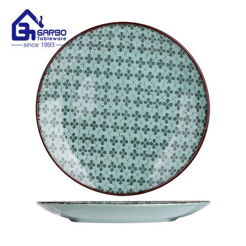 round shaped 10.5 inch stoneware dinner plate flat plate customized printing dish 