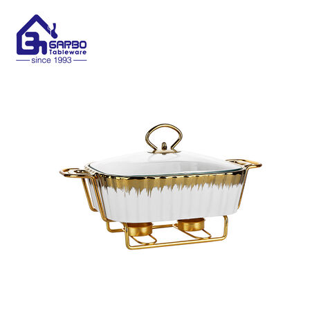 High-end Reinforced Porcelain Bakeware with Cover for Eating Buffet 