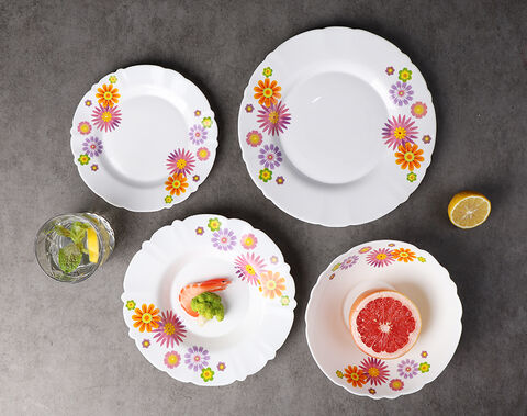 Factory opal tableware dinner set with plates, soup plates and bowls