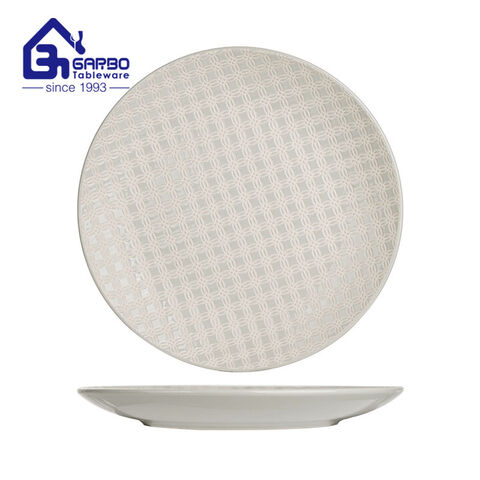 Classic round shape 10.6inch ceramic plate heat resistant stoneware