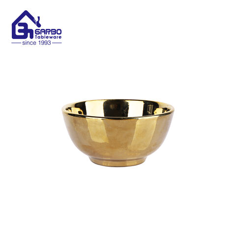 Unbreakable Ceramic Cereal Bowl Luxury Golden Magnesium Porcelain Bowl