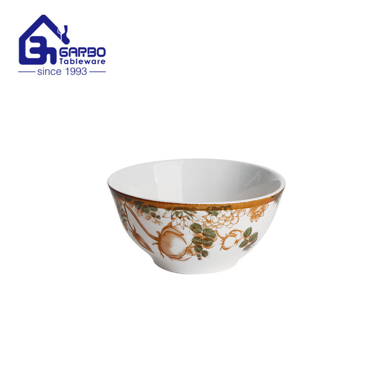 Unbreakable Ceramic Cereal Bowl Luxury Golden Magnesium Porcelain Bowl