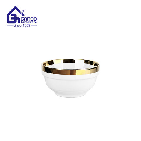 4.5 inch cereal porcelain bowl with gold rim electroplating