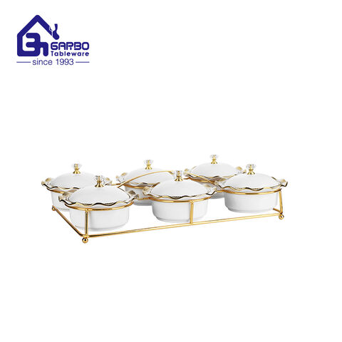 High-end 190ml square porcelain serving bowl with lids for sale