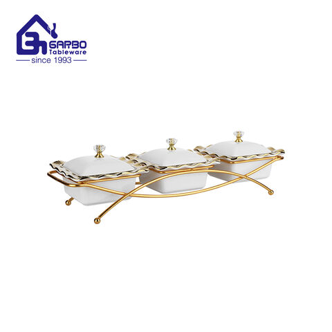 6pcs Reinforced Porcelain Bowl with Lid and stainless steel rack factory in China