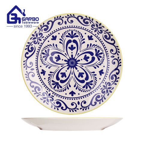 10.8 inch nice printing stoneware dinner plate factory from China