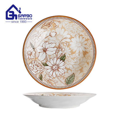 10.8 inch nice printing stoneware dinner plate factory from China